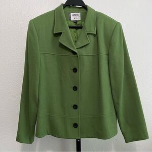 Vtg Women's Green Wool Short Coat 12P Heritage Old Money Academia Retro